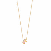 Collier pour enfant doré avec un pendentif Licorne - Bijou photographié sur fond blanc 