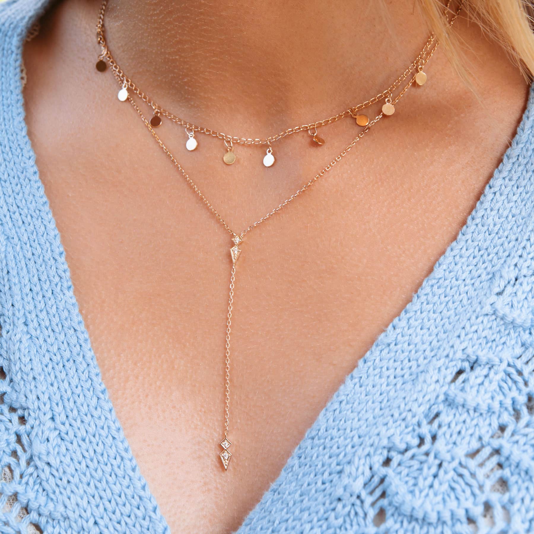 Collier doré Manyssa multiples pampilles - Bijou porté