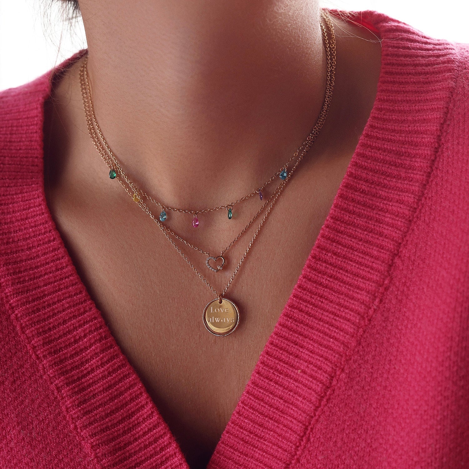 Collier doré coeur zircons Taylor - Bijou porté 