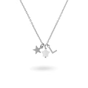 Collier personnalisable argent pour initiale ou charm Ama - Bijou sur fond blanc