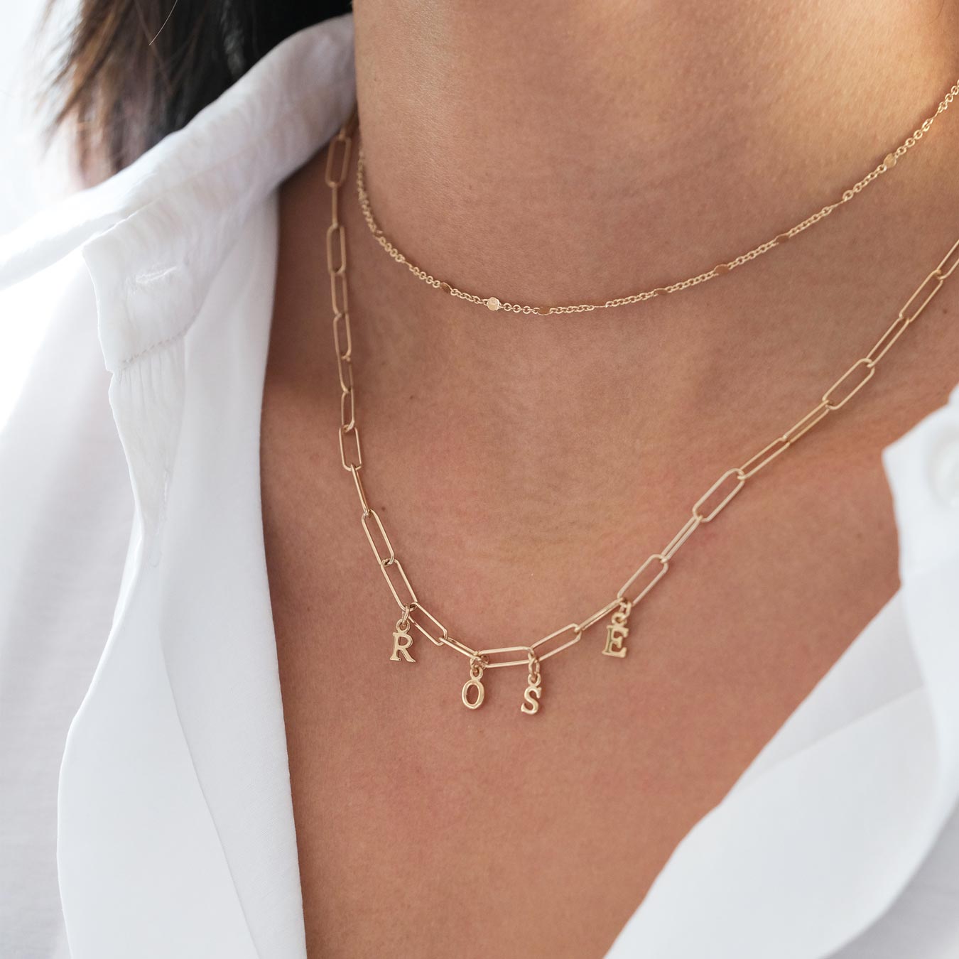 AXELLE – Collier personnalisable pour charms et initiales doré - Bijou porté