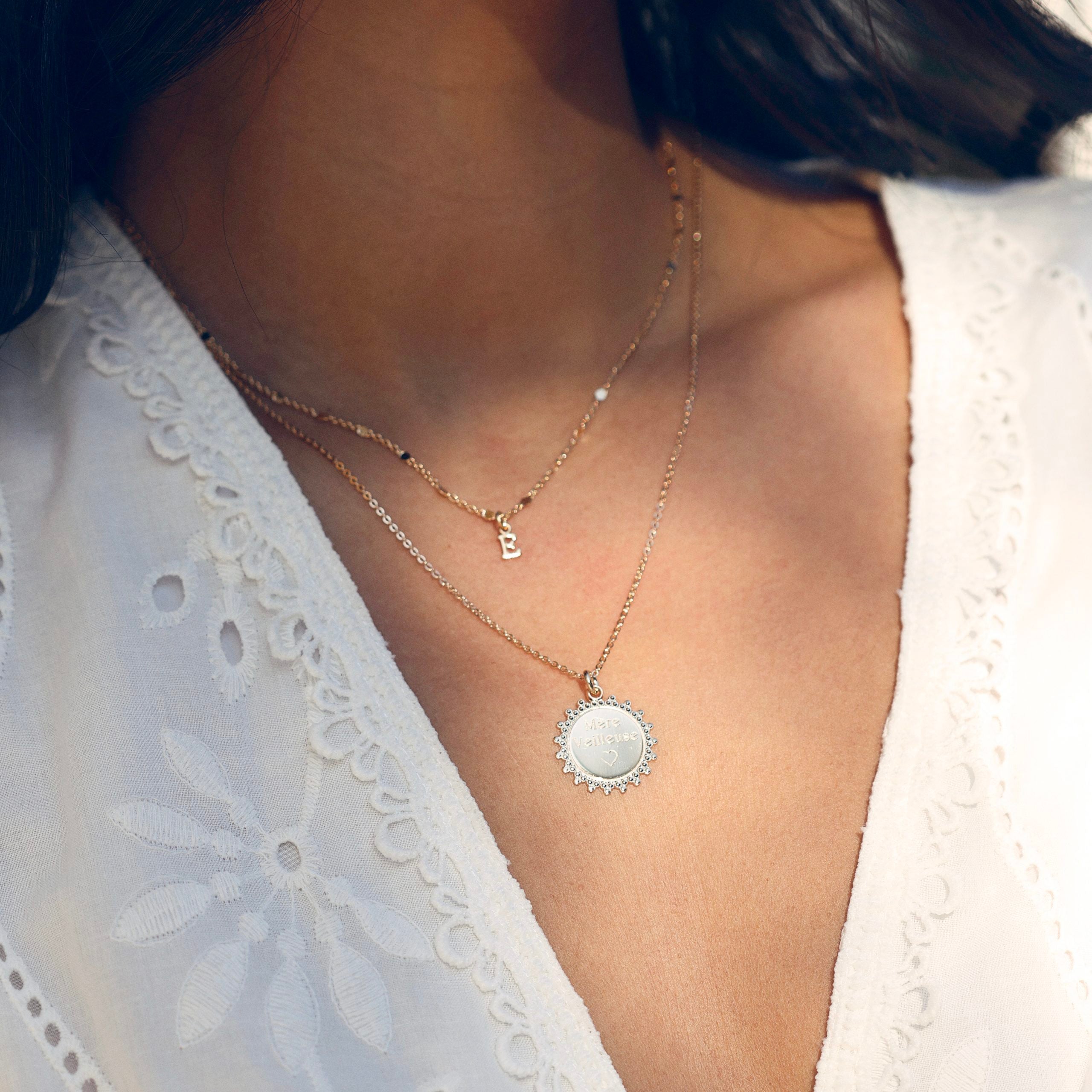 Collier personnalisable pour gravure argent médaille Ness - Bijou porté
