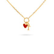 Collier doré Lilou passion personnalisable avec pendentif cœur rouge - Bijou sur fond blanc