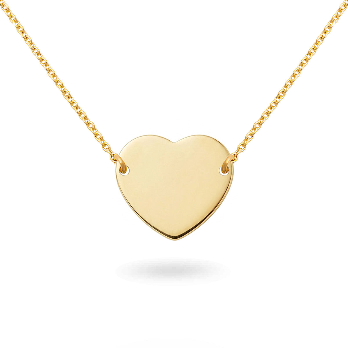 Collier personnalisable doré avec médaille à graver coeur Adelie - Bijou sur fond blanc