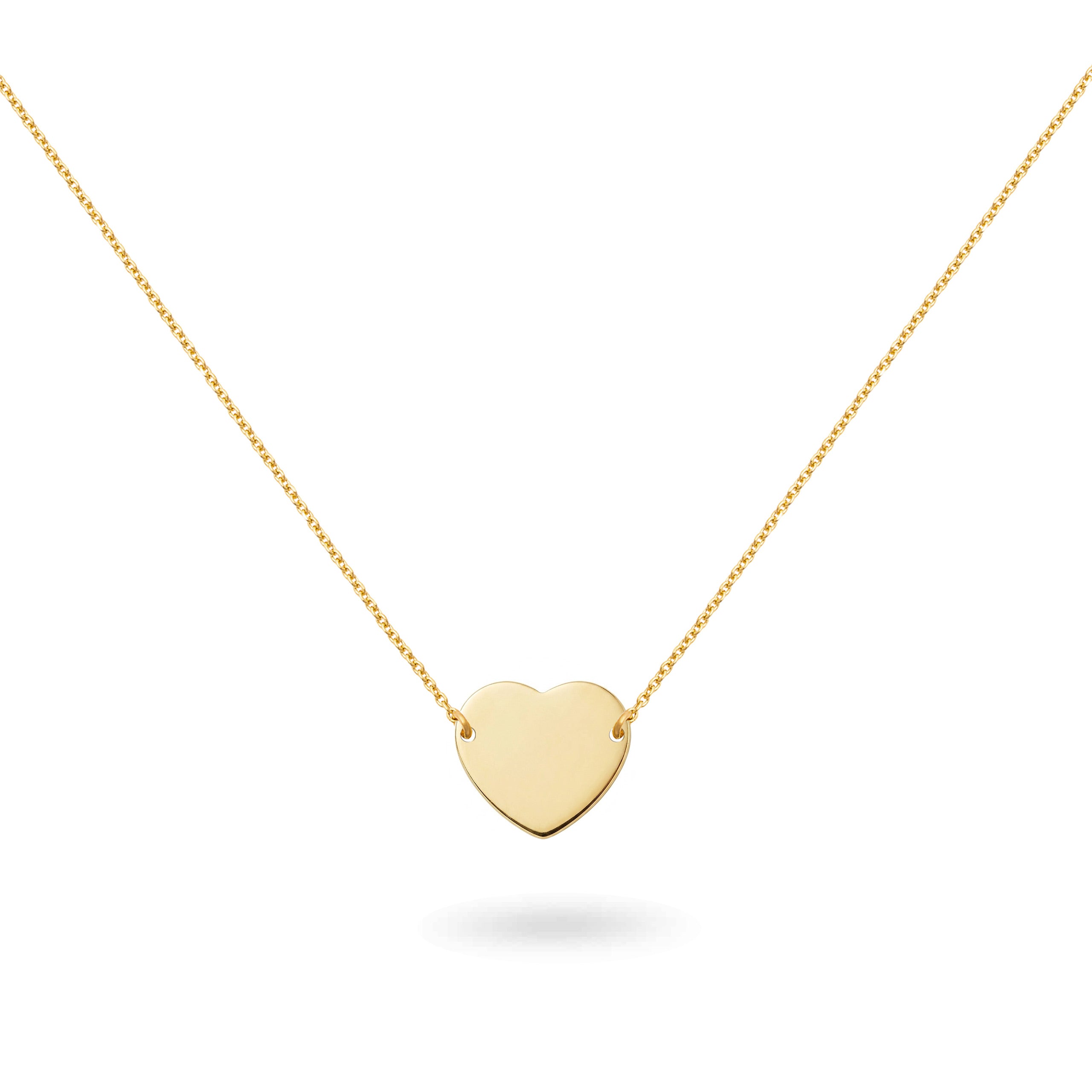 Collier personnalisable doré avec médaille à graver coeur Adelie - Bijou sur fond blanc