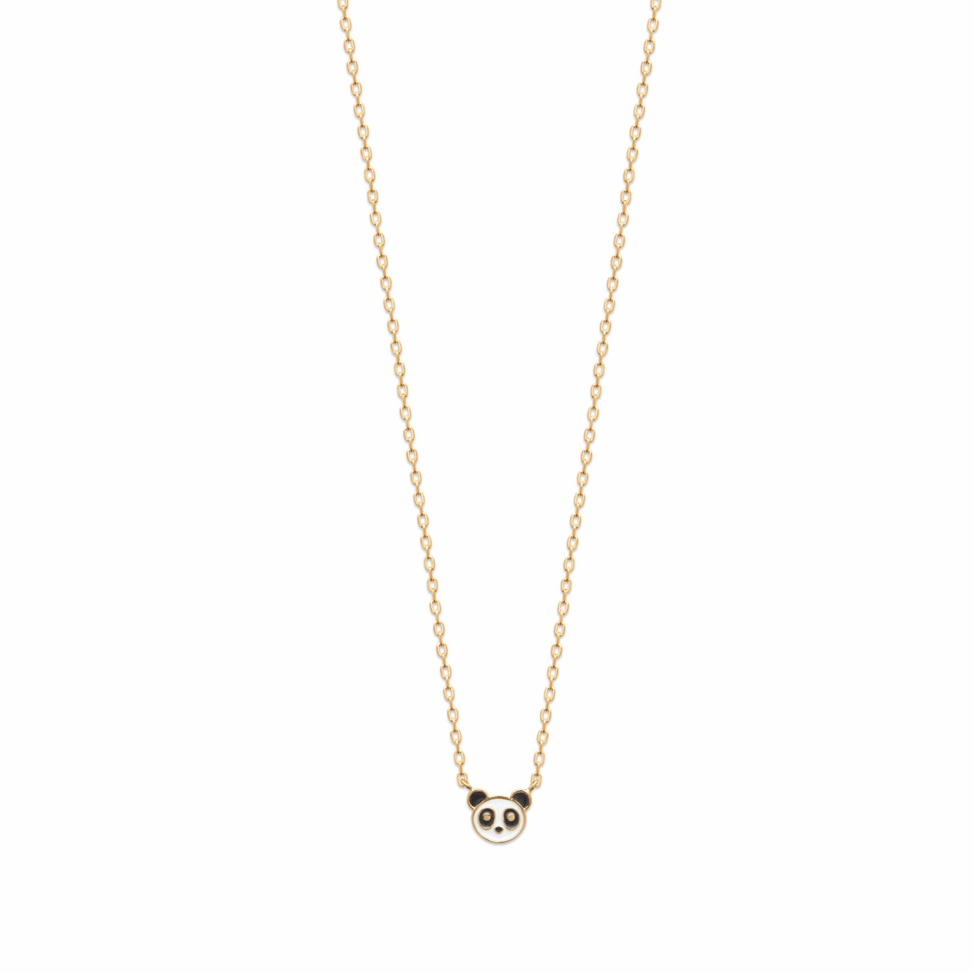 Collier pour enfant dore avec un pendentif panda - bijou photographié sur fond blanc 