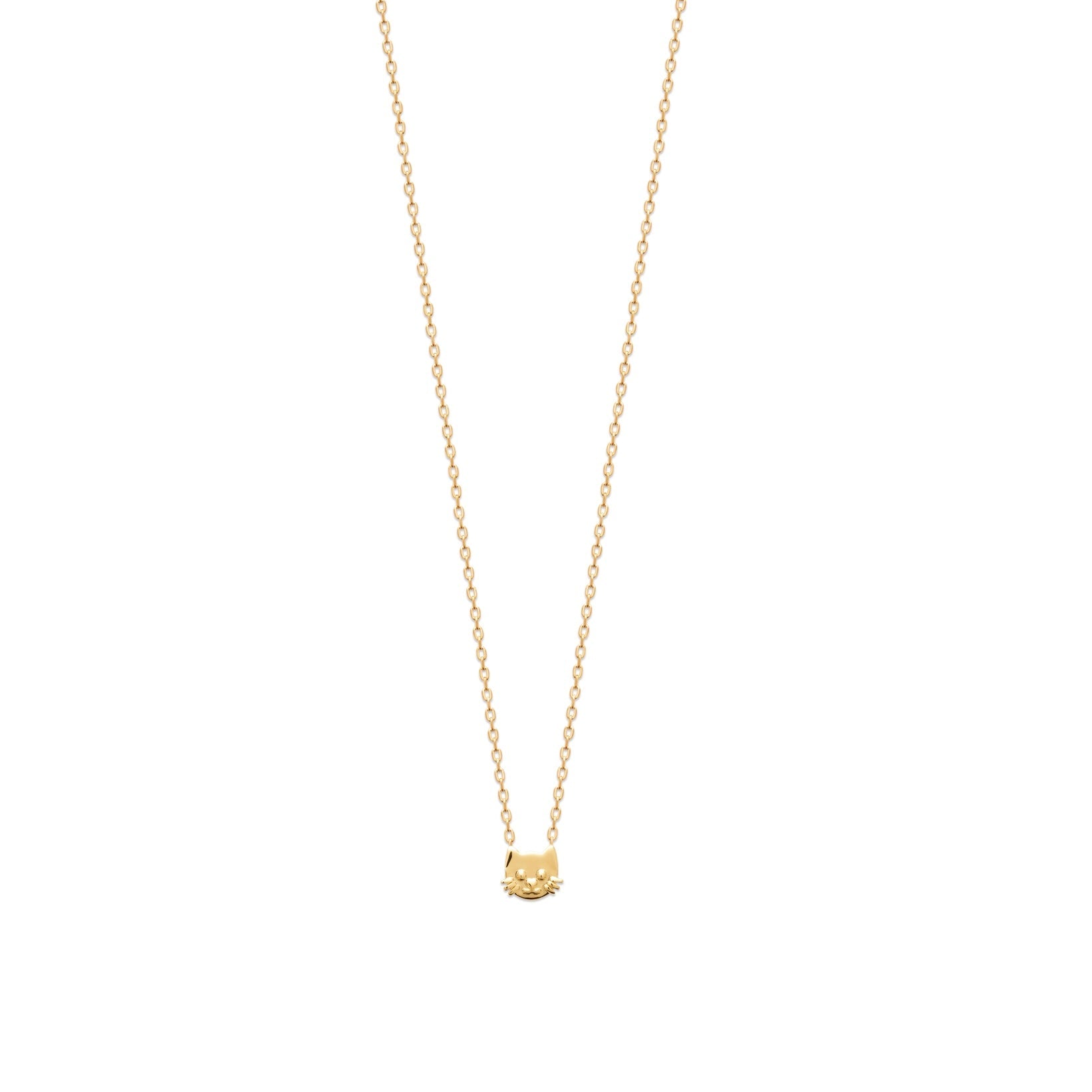 Collier pour enfant doré pendentif chat - Bijou photographié sur fond blanc 