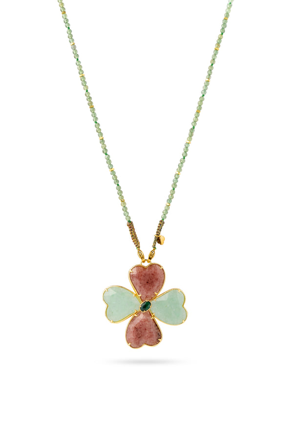 Collier sautoir doré Malaurie aventurine