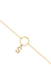 Bracelet cordon personnalisable doré initiales et charms Delya beige - Bijou sur fond blanc