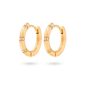 Boucles d'oreilles mini créoles dorées Ariella ornées de zircons - Bijou photographié sur fond blanc