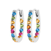 Créoles argent et zircons colorés Rainbow - Bijou photographié sur fond blanc 
