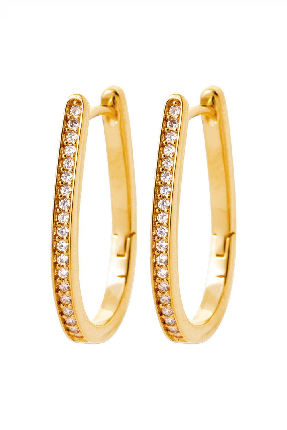 Créoles Pattie dorées et zircons - Bijou photographié sur fond blanc 