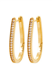 Créoles Pattie dorées et zircons - Bijou photographié sur fond blanc 