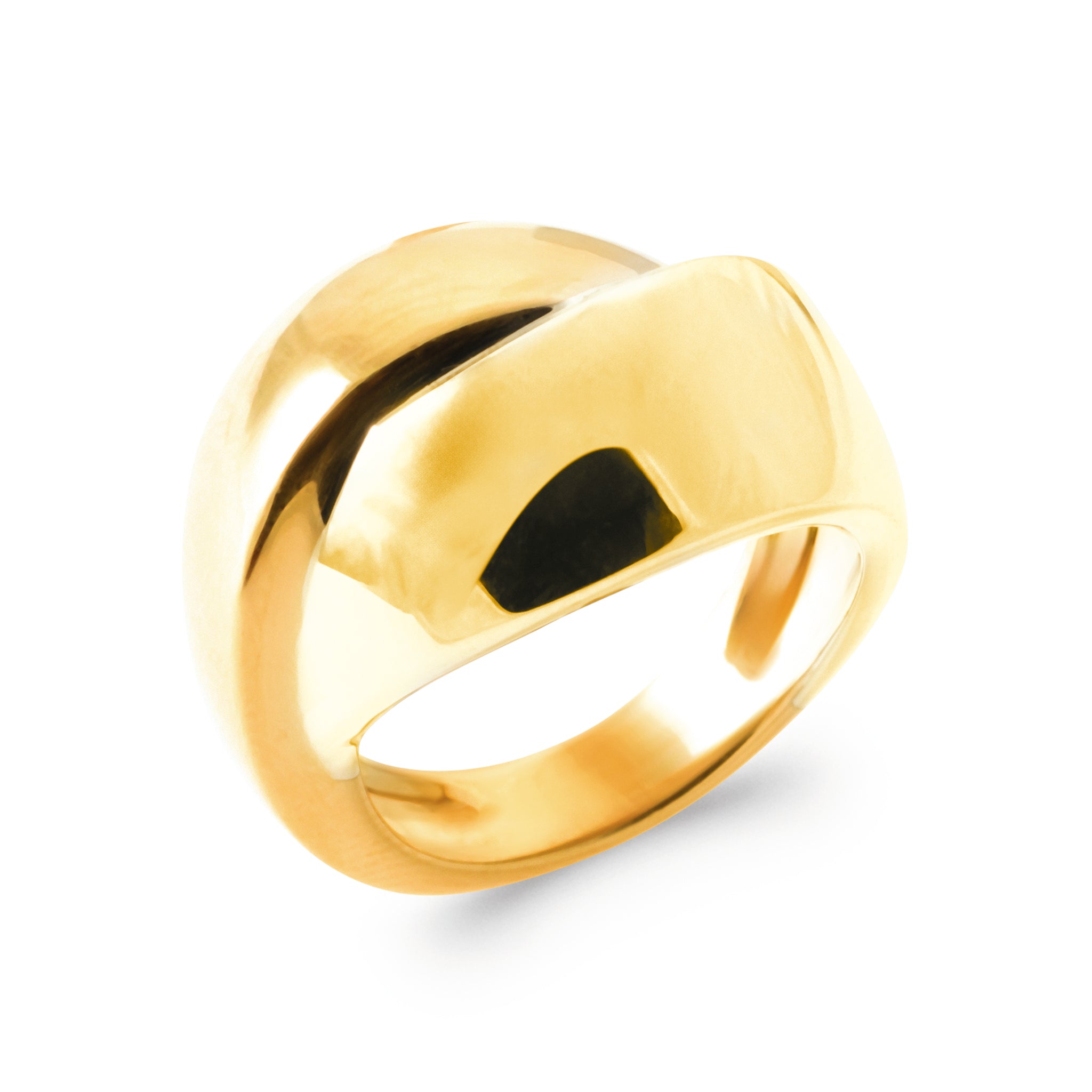 Grosse bague Lee statement dorée - Bijou photographié sur fond blanc 