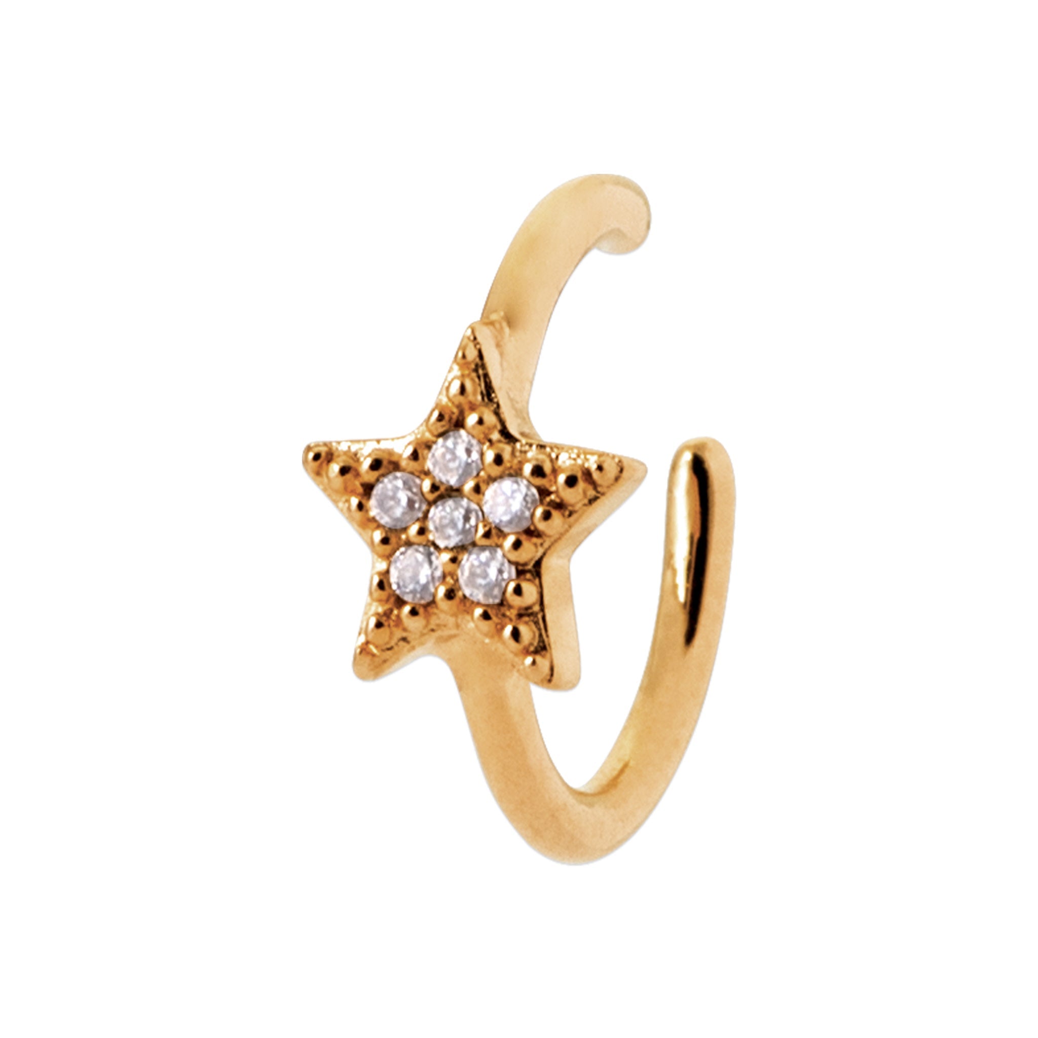 Bague d’oreille sans piercing étoile plaqué or avec ZIRCONS – Bague d’Oreille Star