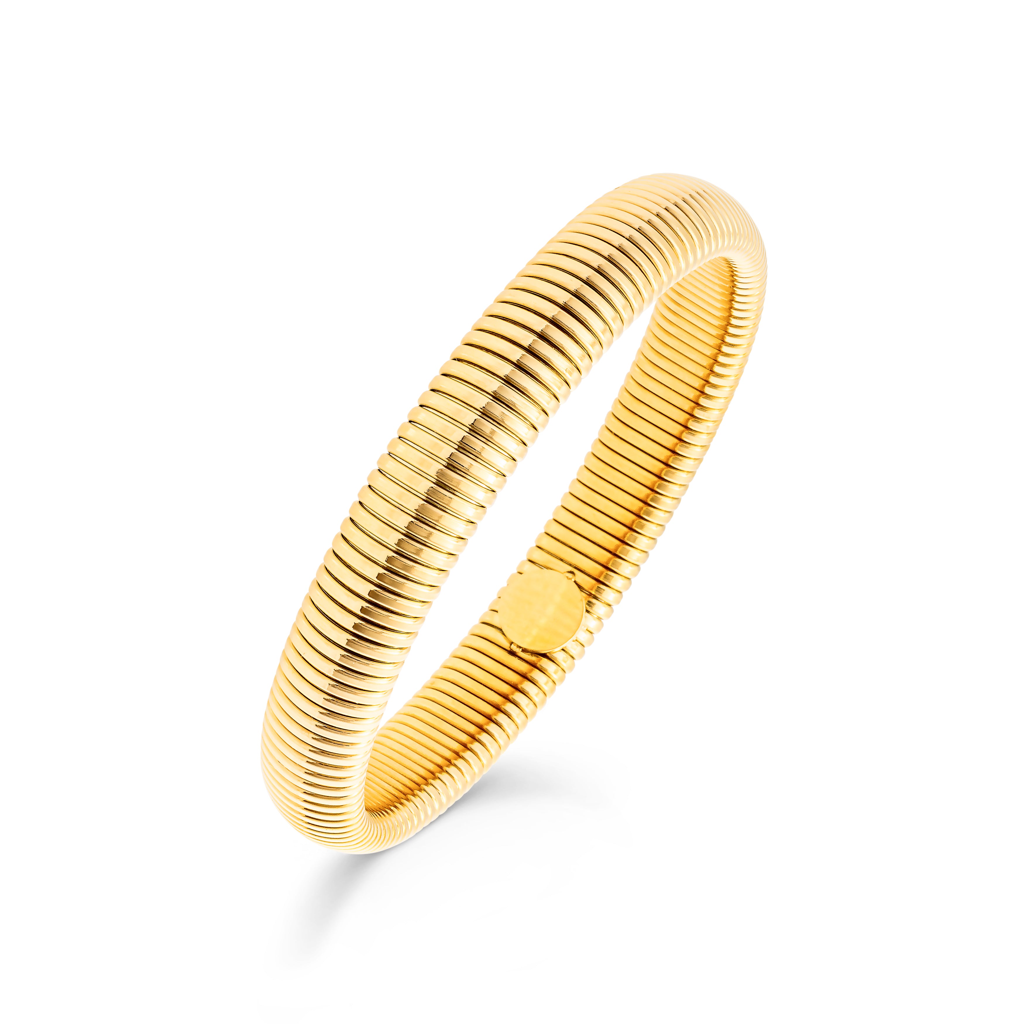 Jonc doré strié Clarisse 10mm - Bijou photographié sur fond blanc