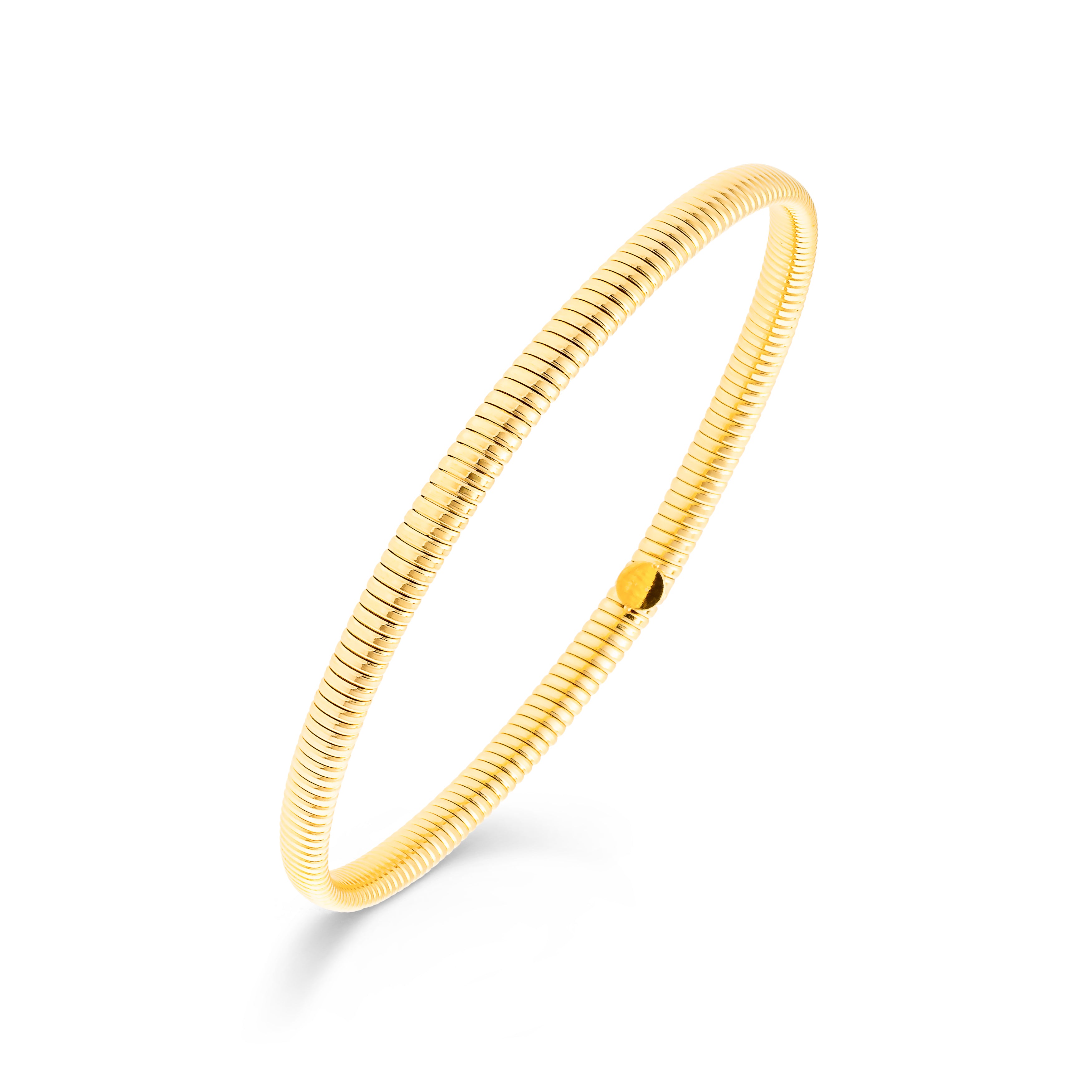 Jonc doré strié Clarisse 4mm - Bijou photographié sur fond blanc