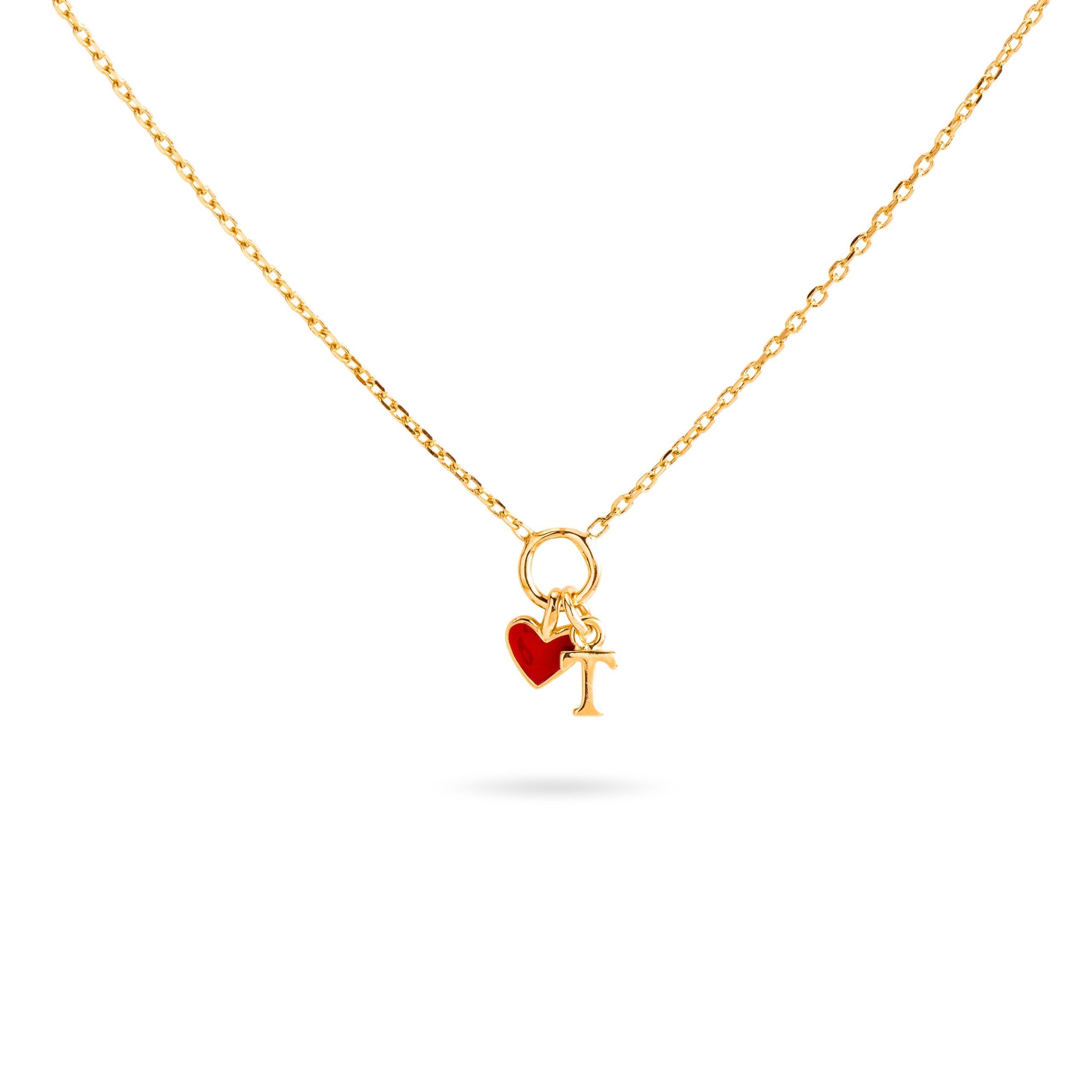 LILOU PASSION – Collier doré personnalisable avec coeur rouge