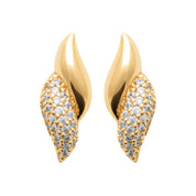 Boucles oreilles puces Minya dorees zircons Bijou photographié sur fond blanc