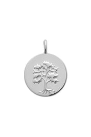 Médaille réversible en argent arbre de vie avec une face ornée d'un arbre de vie et une face lisse pour gravure - Bijou sur fond blanc