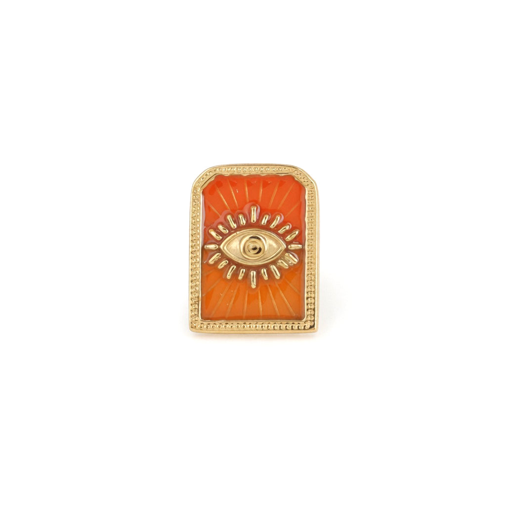 Pin's doré œil orange - Accessoire