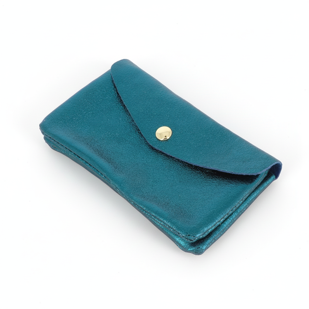 Porte-monnaie en cuir recyclé Barcelone bleu canard - Accessoire