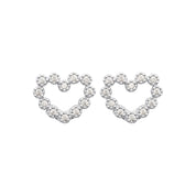 Boucles d'oreilles puces Léa en forme de cœurs serties de zircons - Bijou photographié sur fond blanc 