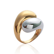 Bague bicolore Yoko goutte en argent 925 et laiton doré 3 microns - Bijou photographié sur fond blanc