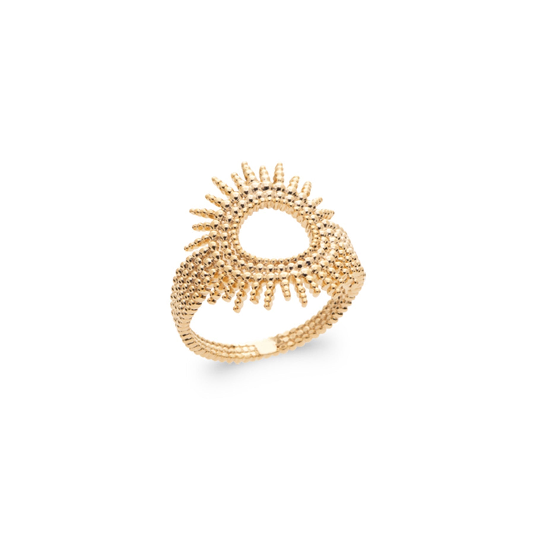 Bague dorée Adi soleil ajouré - Bijou photographié sur fond blanc