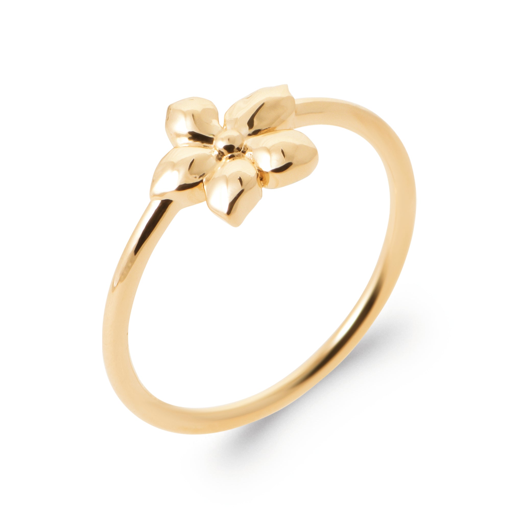 Bague dorée River fleur - Bijou photographié sur fond blanc