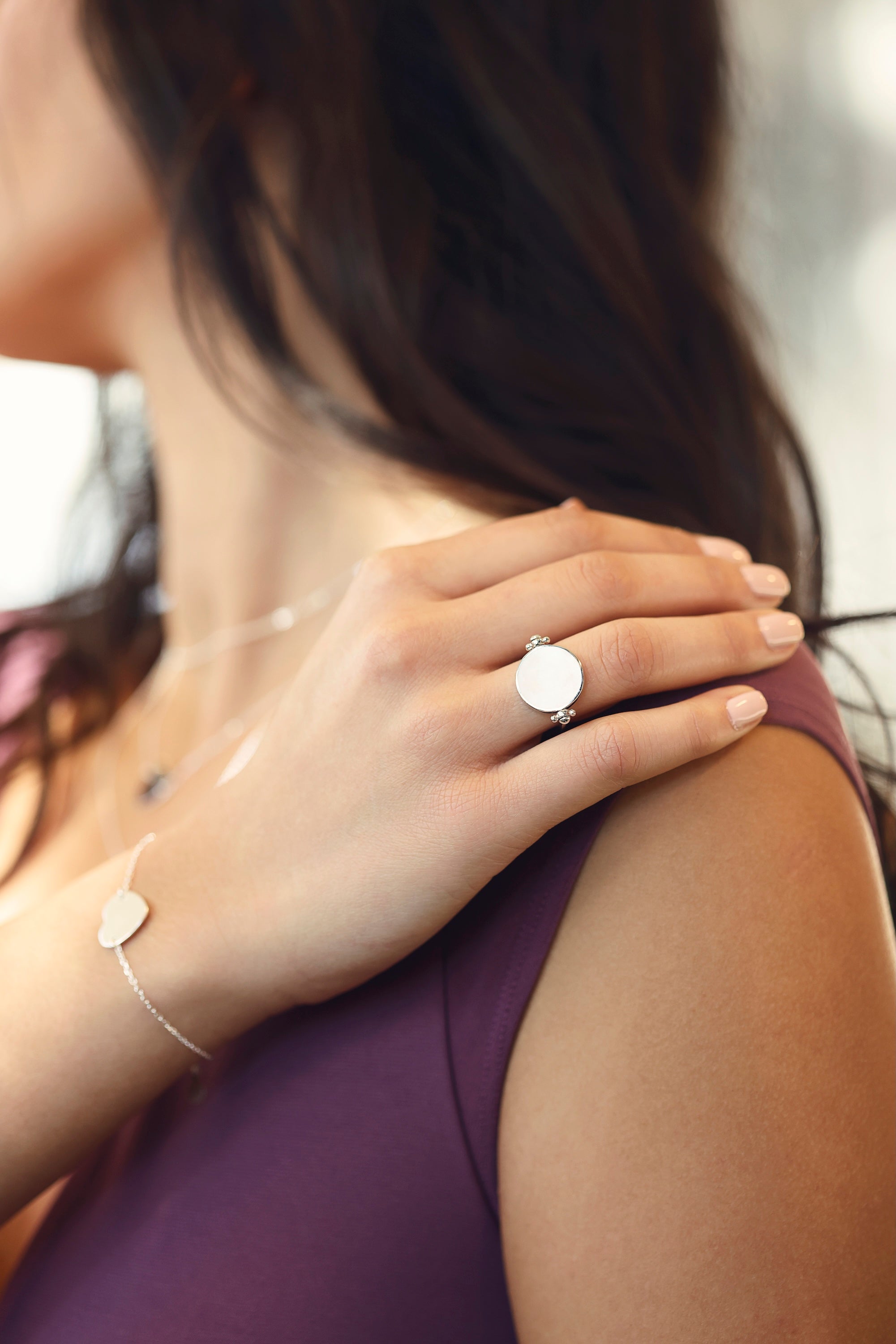 Bague réversible Joy personnalisable en argent pour gravure - Bijou porté