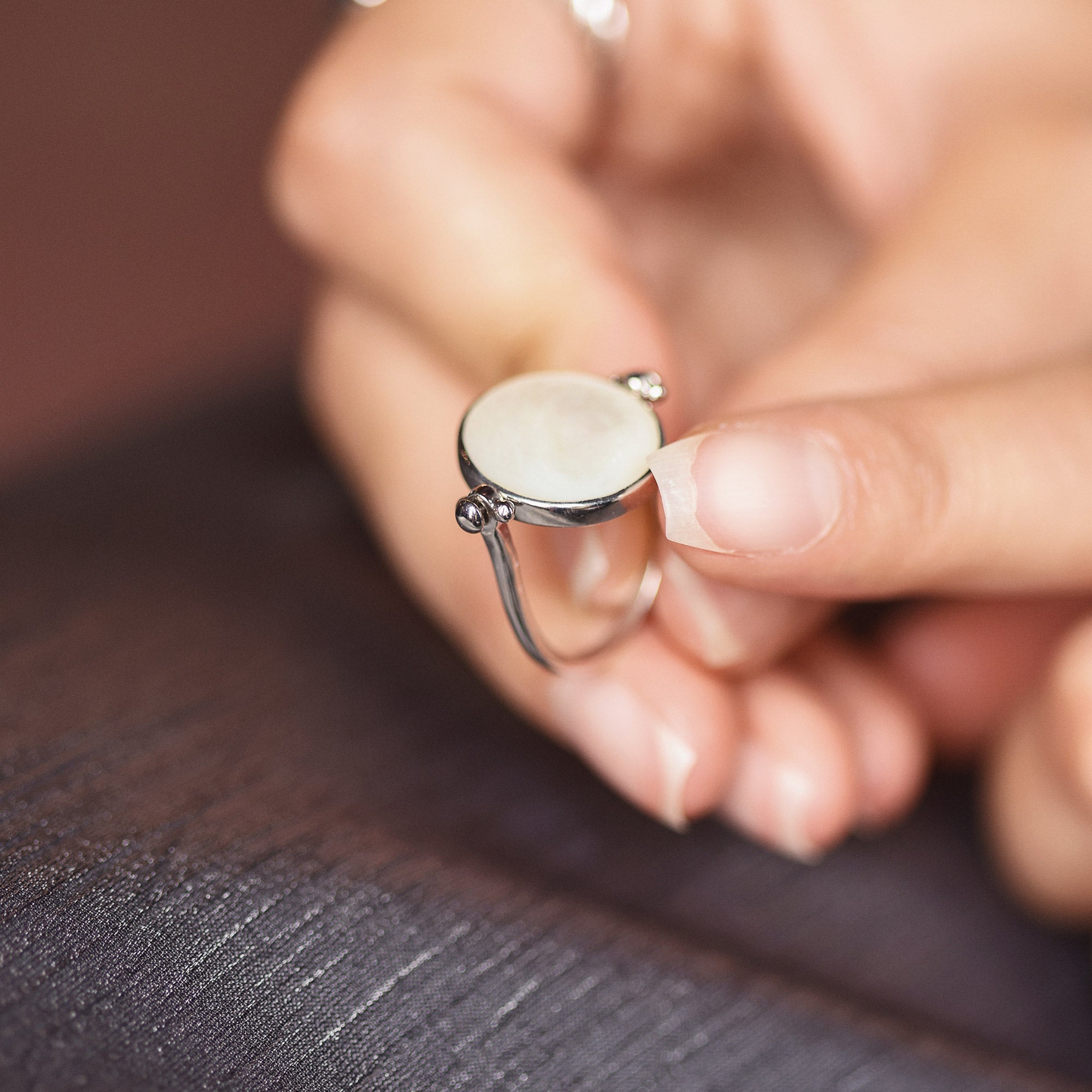 Bague personnalisable argent pour gravure nacre JOY