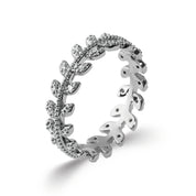 Bague en argent Alexane feuilles de laurier zircons - Bijou photographié sur fond blanc