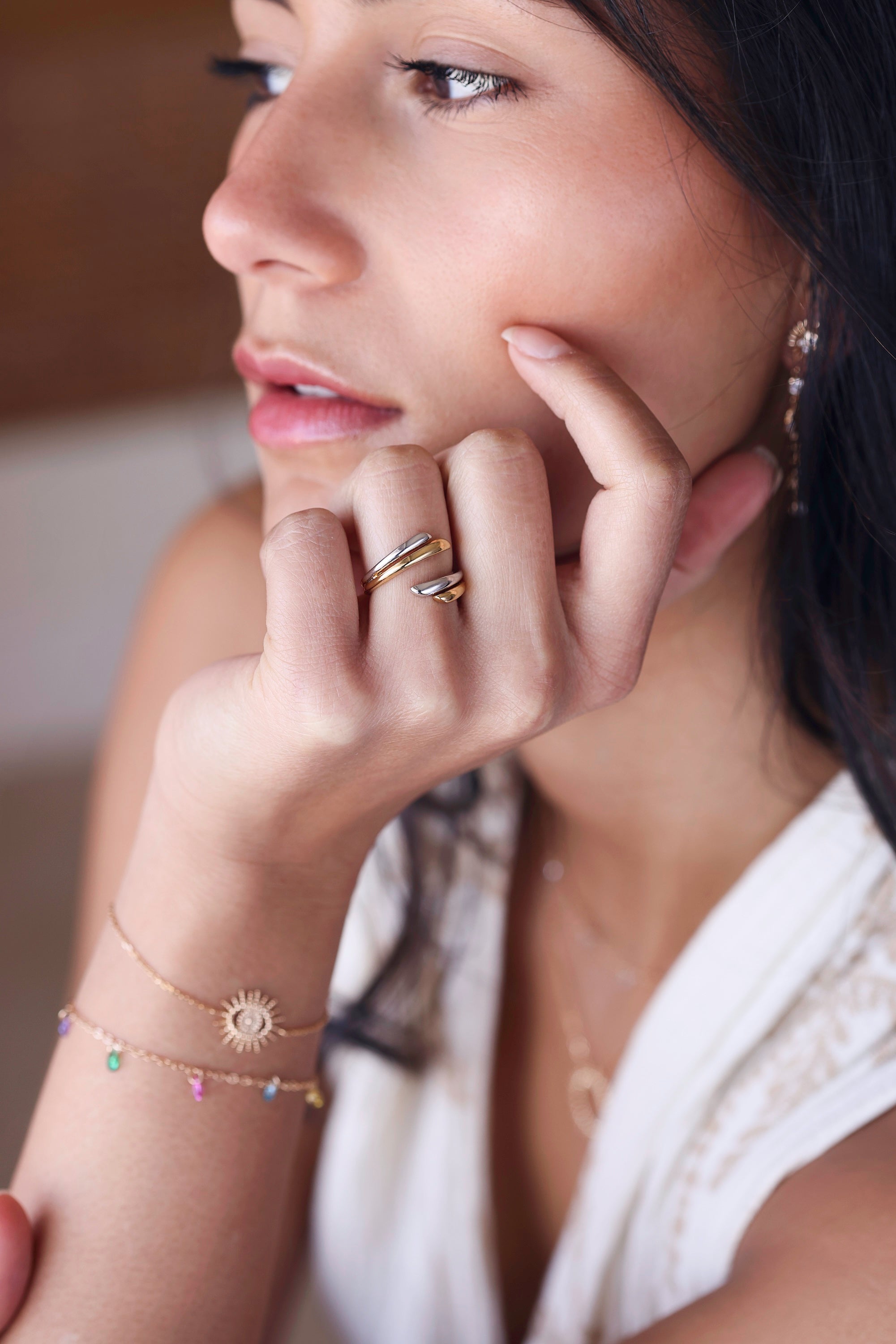 Bague argent et doré Shonna bicolore - Bijou porté