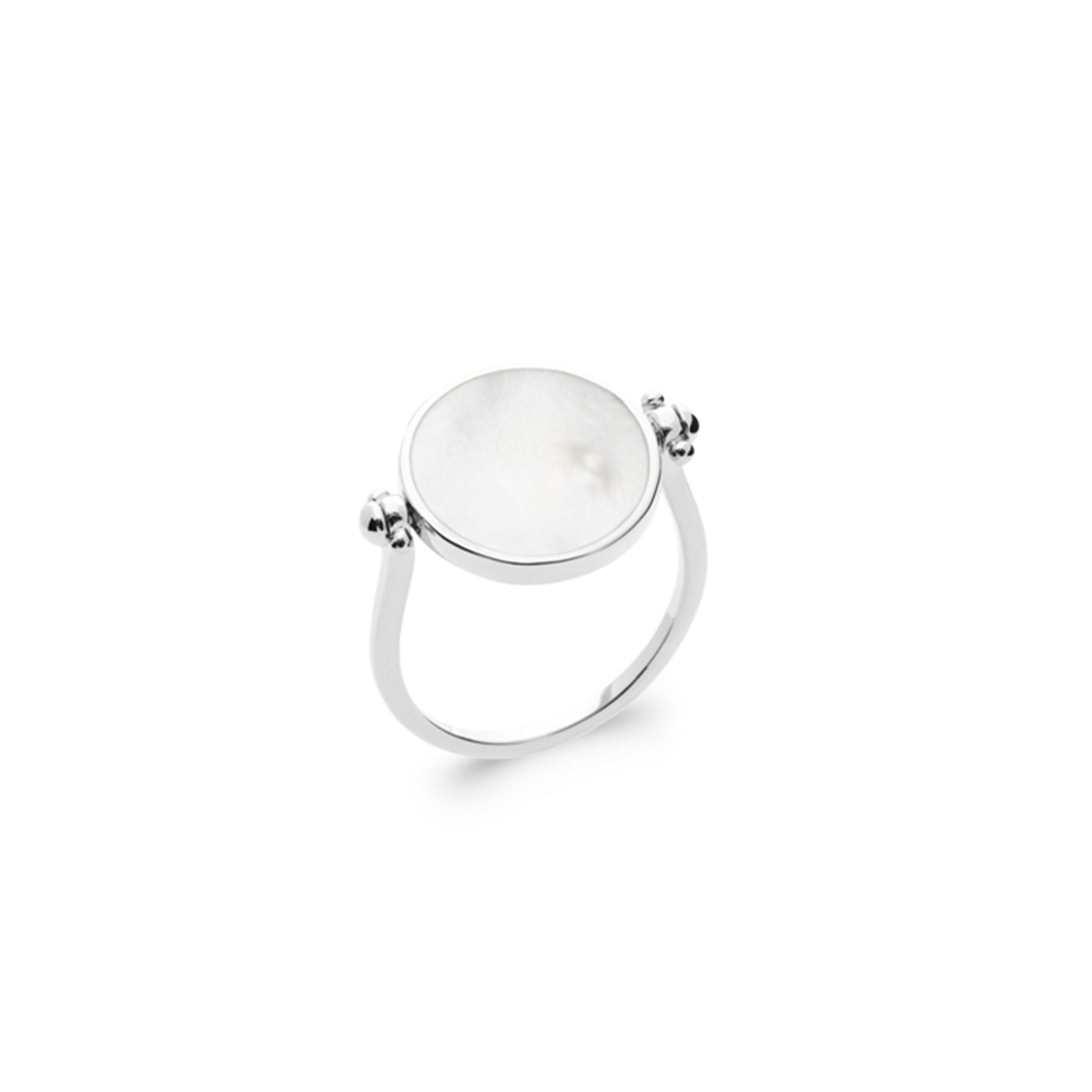 Bague personnalisable argent pour gravure nacre JOY