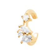 Bague d'oreille dorée Ethan blanc ornée de zircons - Bijou photographié sur fond blanc