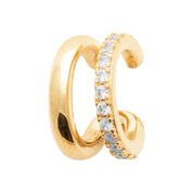 Bague d'oreille dorée Lili effet double sertie de zircons - Bijou sur fond blanc