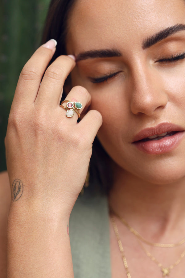 Bague dorée Hallya améthyste
