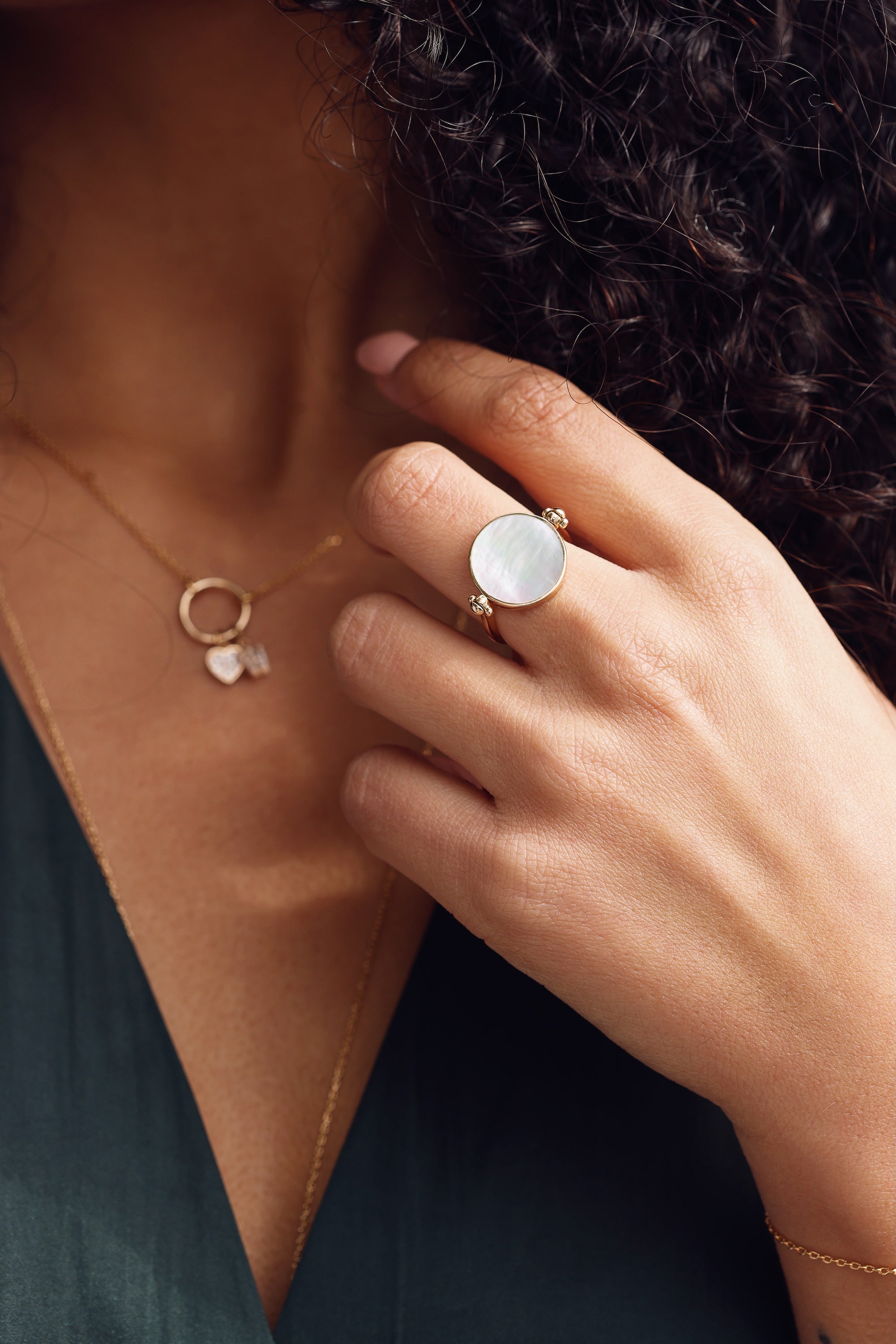 Bague réversible Joy personnalisable dorée pour gravure - Bijou porté