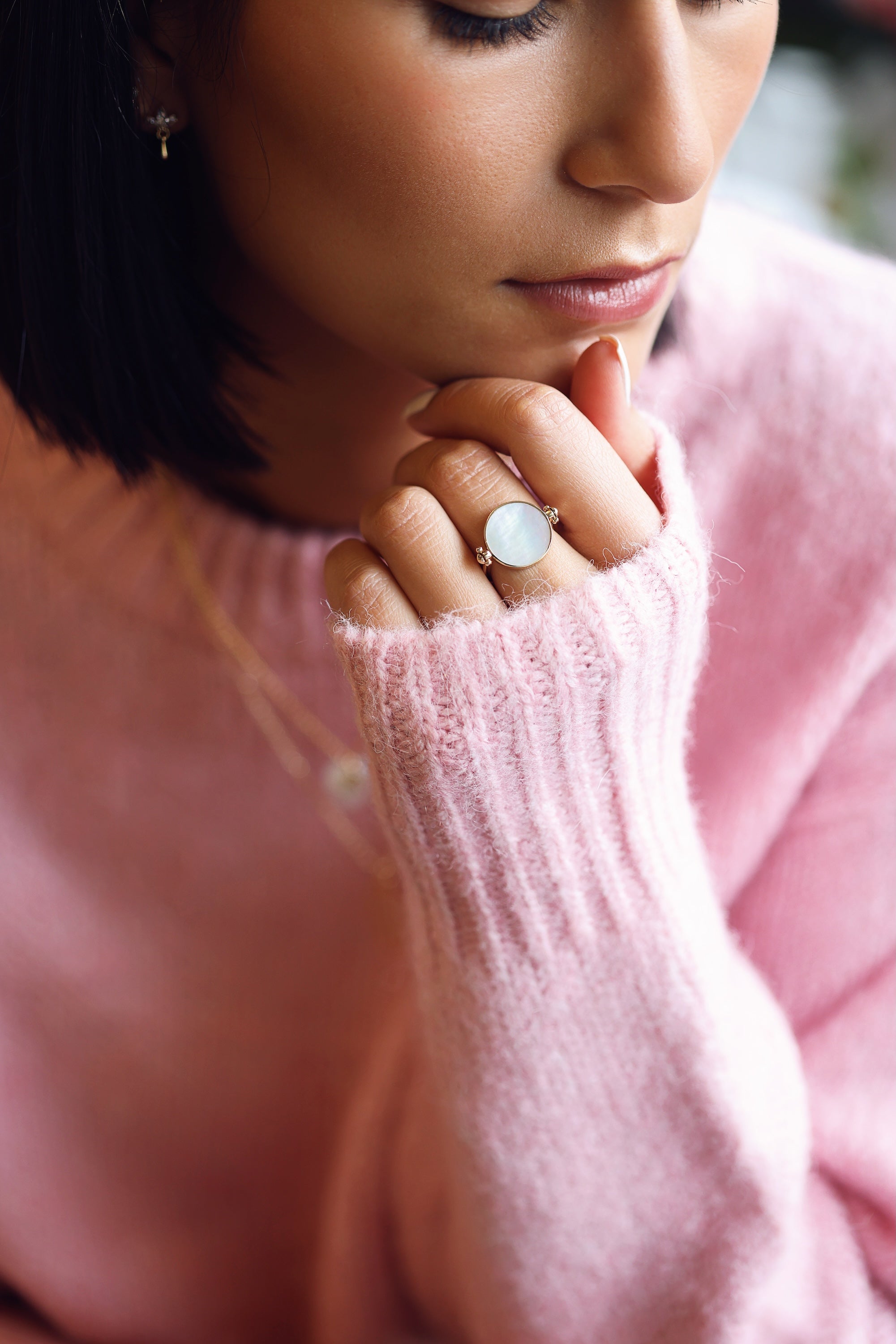 Bague réversible Joy personnalisable dorée pour gravure - Bijou porté