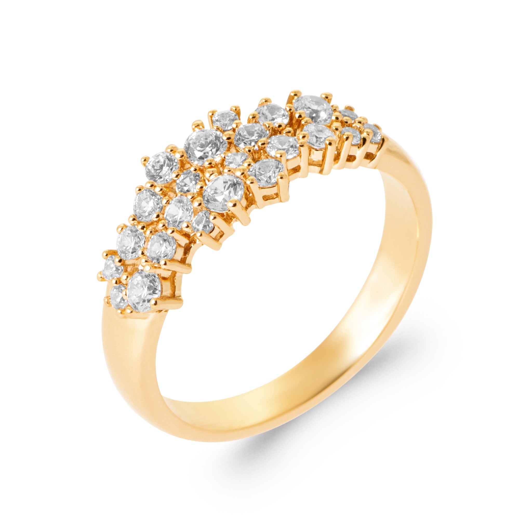 Bague dorée Mirella zircons - Bijou photographié sur fond blanc