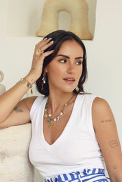 Bague dorée Zafira ajustable ornée d'un soleil - Bijou porté