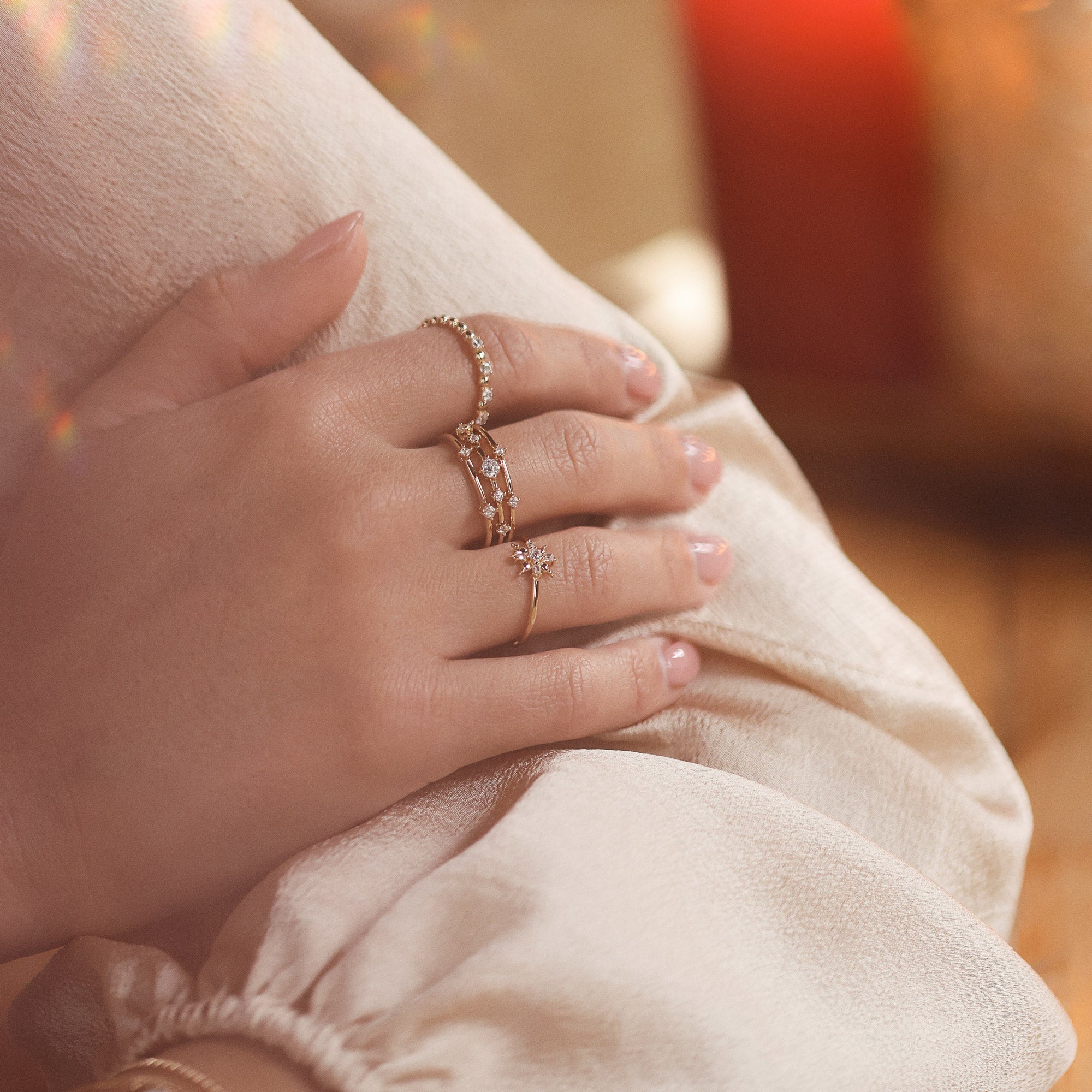 Bague dorée étoile zircons Karla - Bijou porté