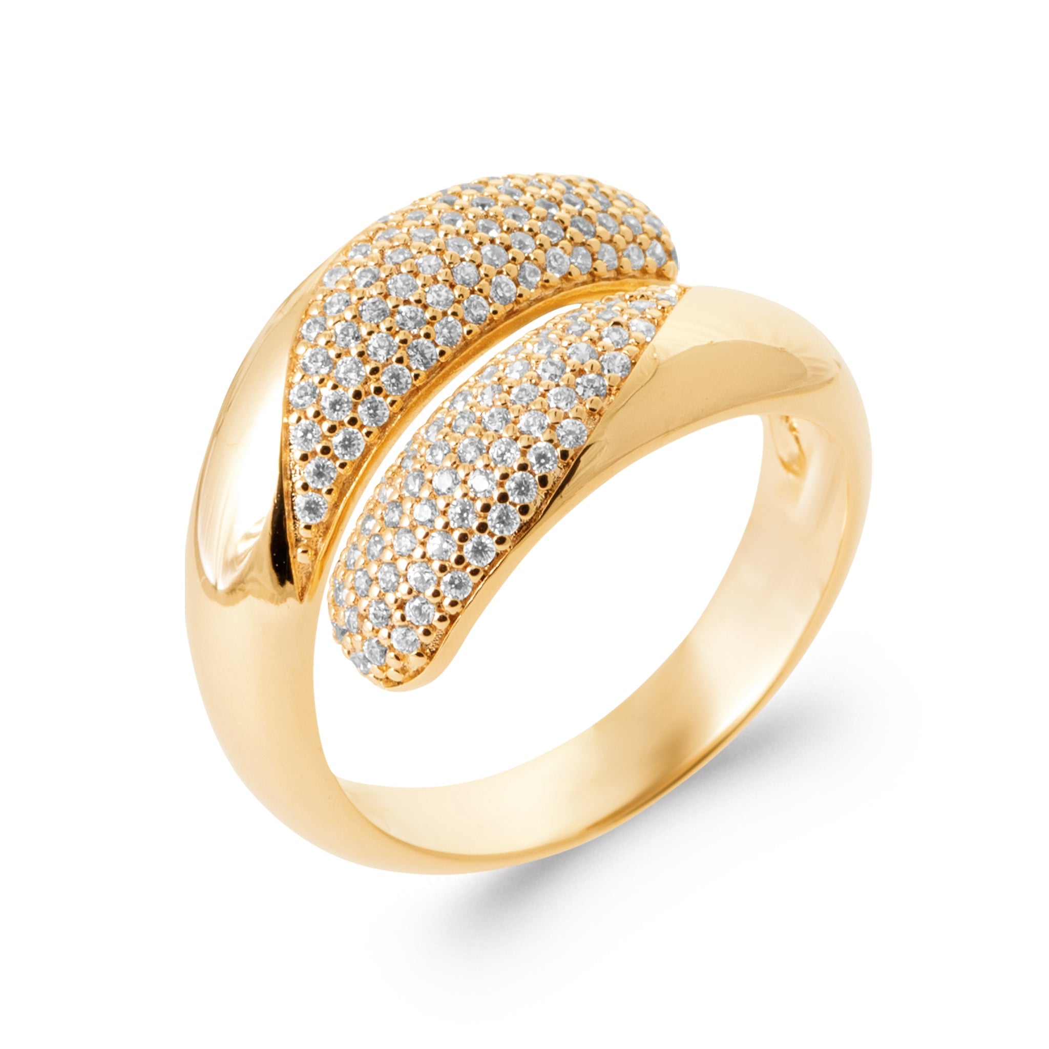 Bague dorée Mima zircons - Bijou photographié sur fond blanc