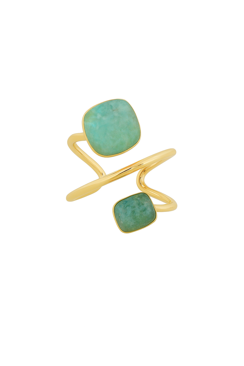 Bague acier inoxydable réglable Nessa Amazonite - Bijou photographié sur fond blanc