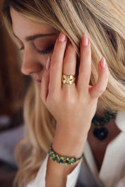 Bague ajustable dorée Nicole effet tressé - Bijou porté