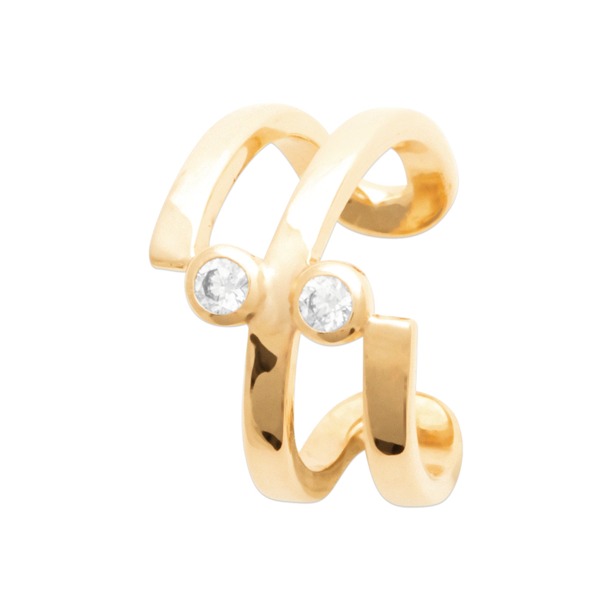 Bague d'oreille dorée Minh zircons - Bijou photographié sur fond blanc