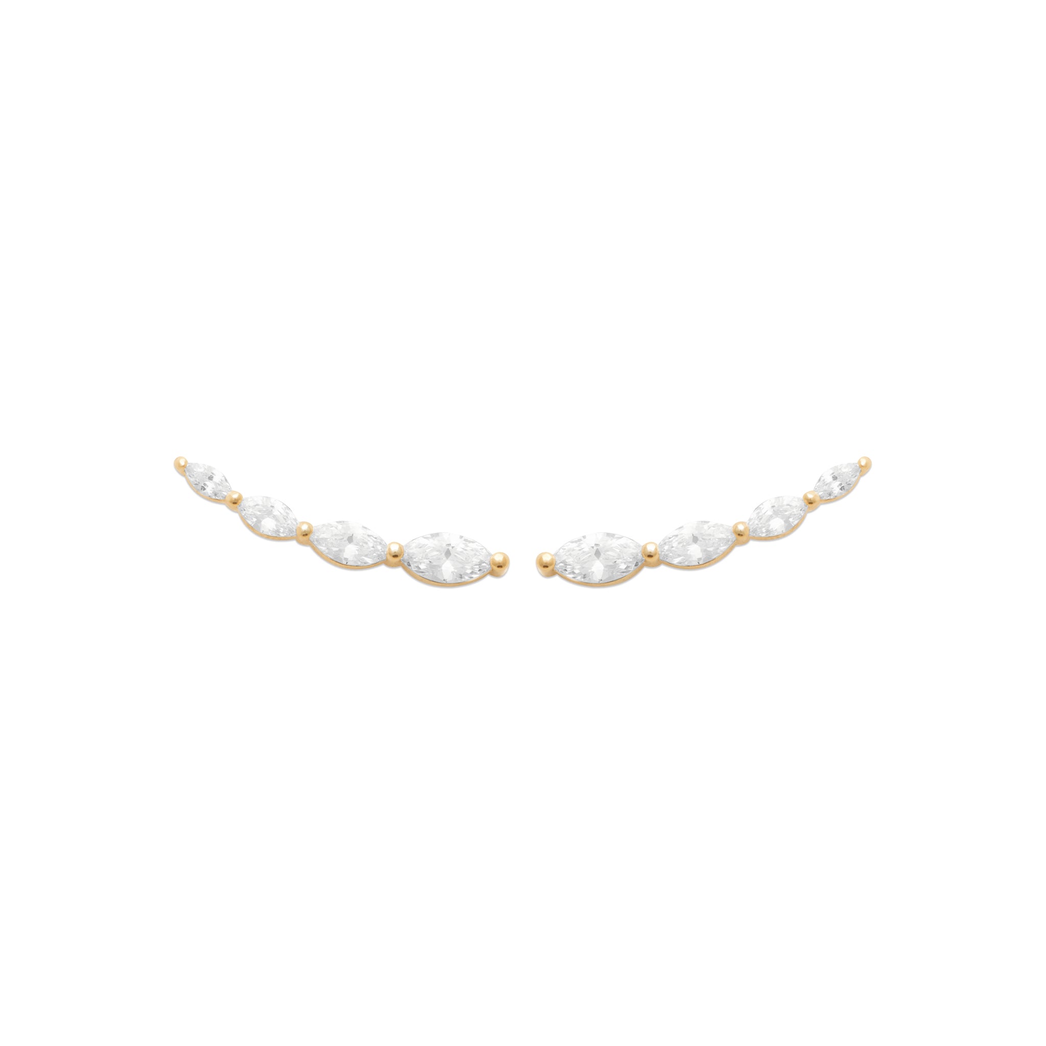 Boucles d'oreilles barrettes dorées zircons Luba - Bijou photographié sur fond blanc de face