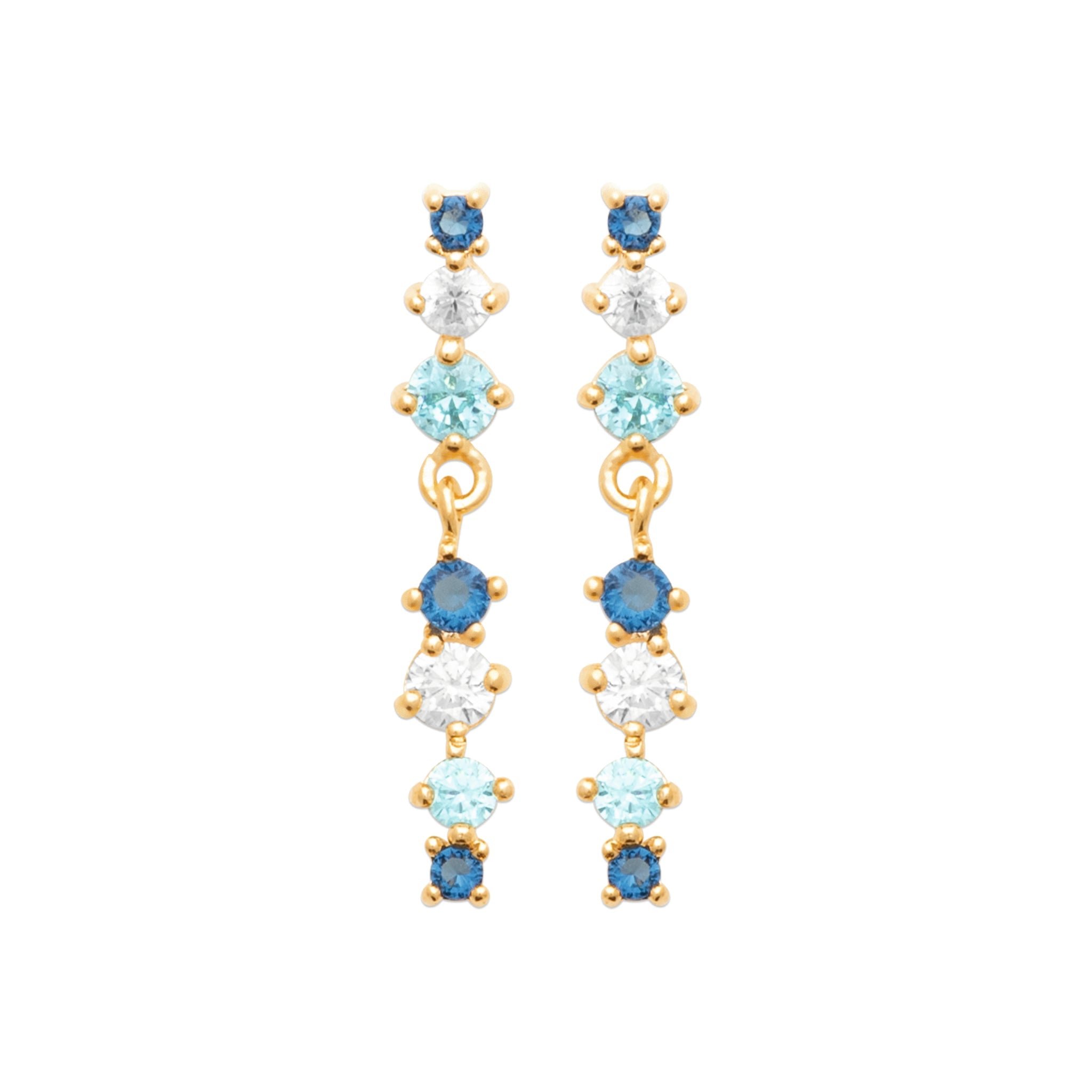 Boucles d'oreilles pendantes dorées Azur - Bijou photographié sur fond blanc