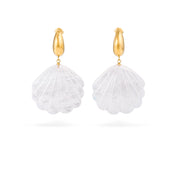 Boucles d'oreilles dorées Malu bleu acétate - Bijou photographié sur fond blanc